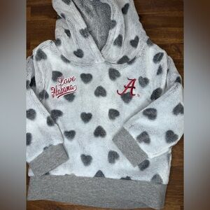 Girls Alabama Football Roll Tide Gray Heart Patterned Fleece Hooded Sweatshirt